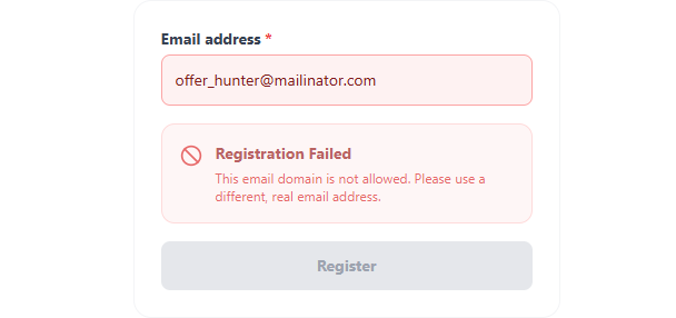 Disposable Email Blocking