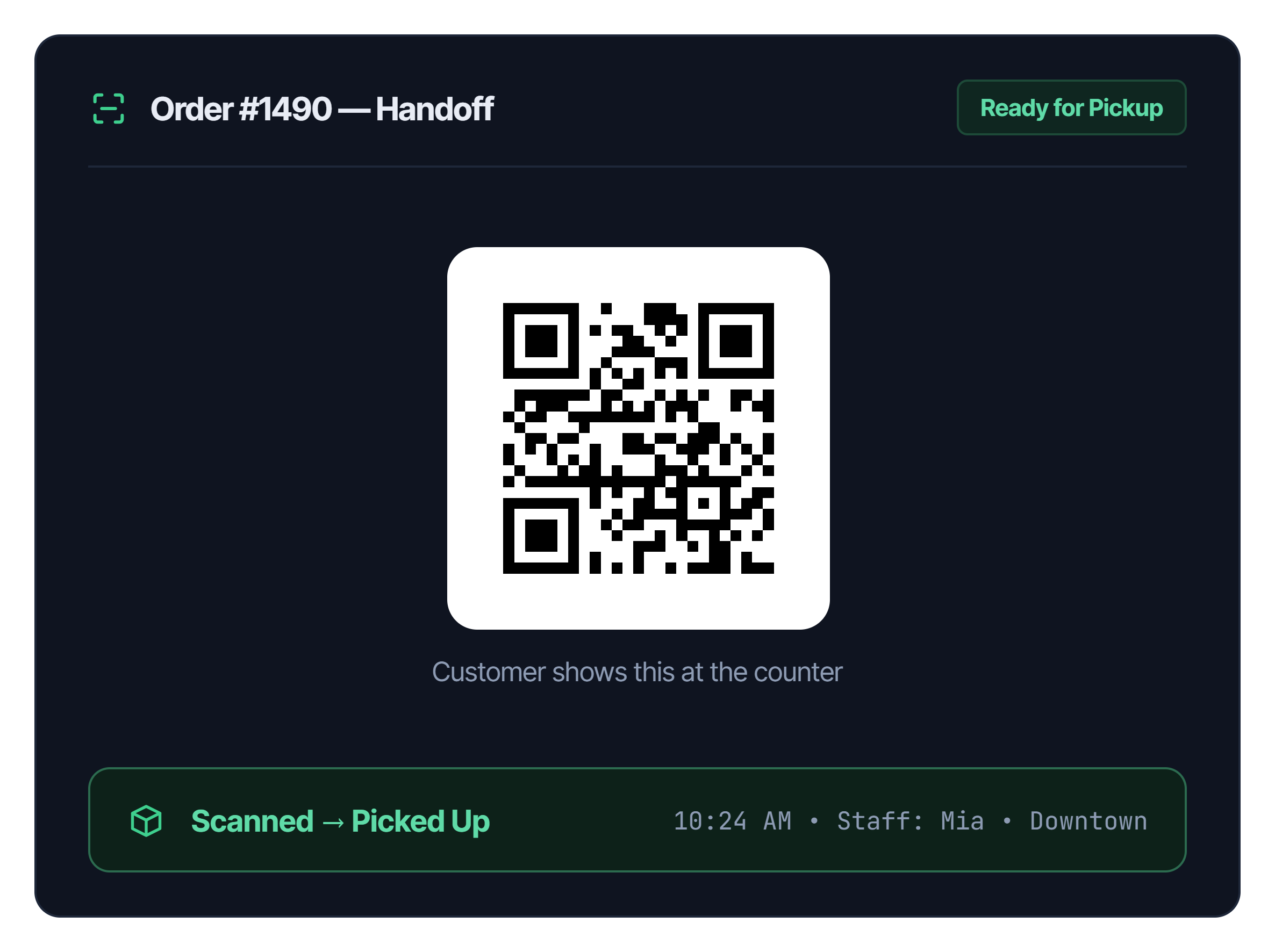 Scan, verify, and close out pickups instantly