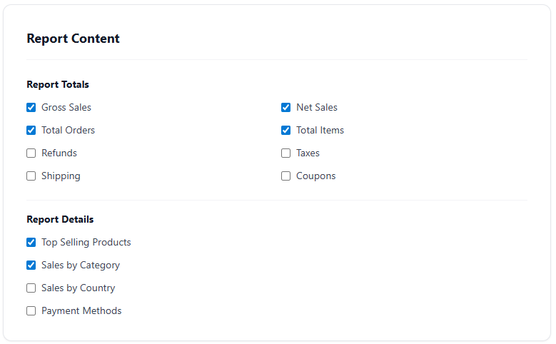 Customize Report Content