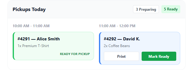 Today's Pickup Board (Kitchen Display Mode)