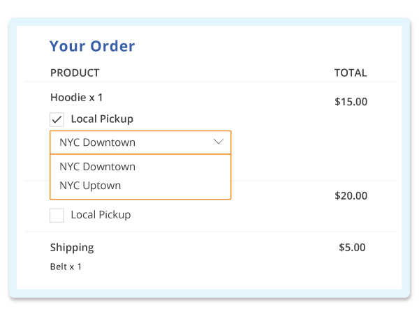 Allow loc4l pickup and other shipping methods on the same order
