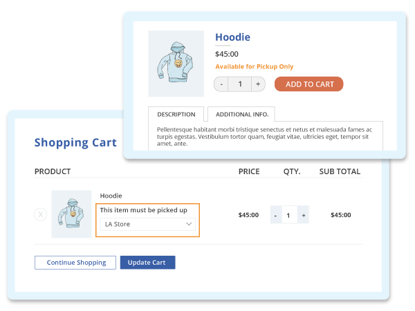 Show Local pickup availability messages